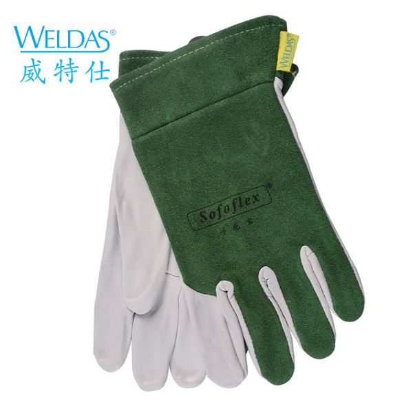 Yellow Leather Gloves Leather Green (One Size)