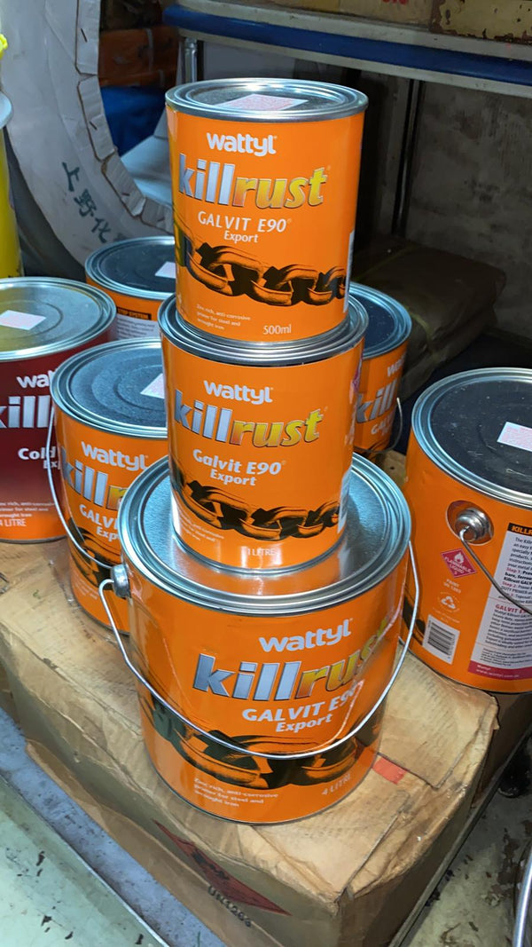 WATTYL KILLRUST 鎖鏈牌鉛水油 E90（鍍鋅漆防鏽漆船底油）Wattyl-Killrust-Galvanizing-Paint (250ml/500ml/1L/4L)